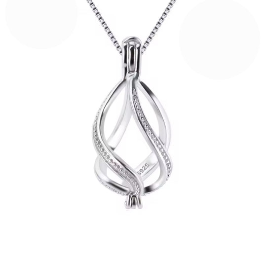 Sterling silver Pearl cage pendants